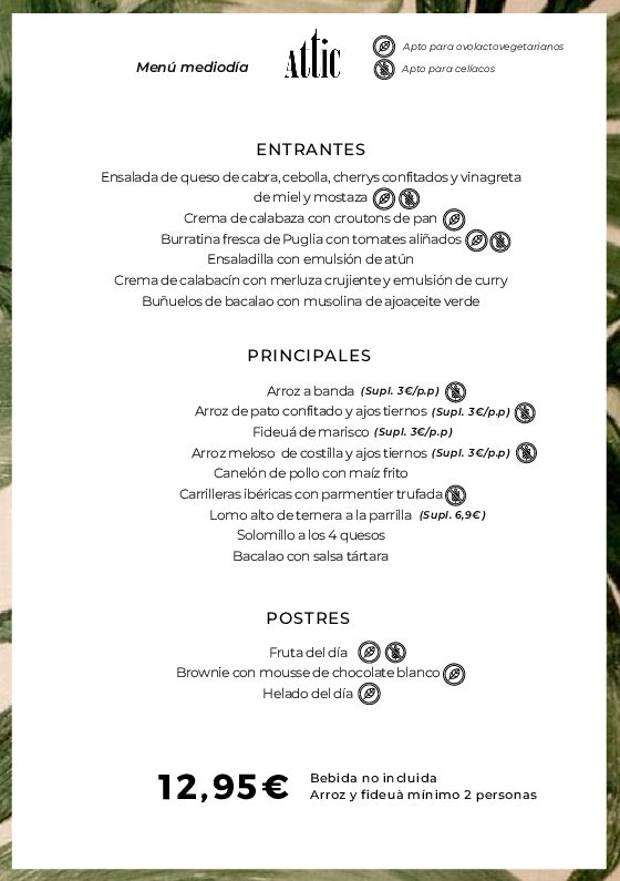 Menu | Attic Alzira